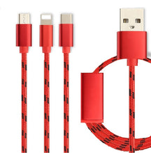 3 in 1 USB charger cord (lighting, mUSB, Type C)