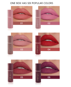 HANDAIYAN 6 Colors Lipstick Set Matte Lip Gloss Set Long-lasting Non-greasy Moisturizing Lips Makeup Lip Stain