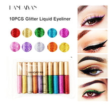 HANDAIYAN Liquid Eyeliner, 10 Colors Glitter Diamond Eye Eyeliner Liquid Shining Metallic Gel